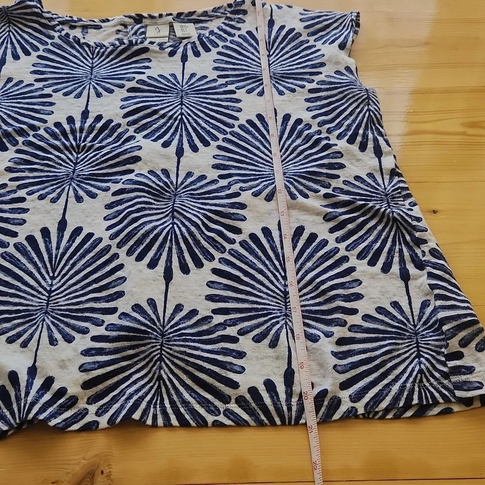 Joie 100% Linen Blouse Cap Sleeve Coastal White Blue L - Picture 12 of 16